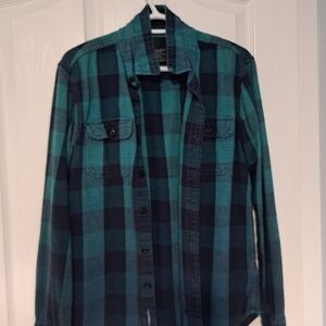 American Eagle Outfitters Teal and Navy Plaid Shirt